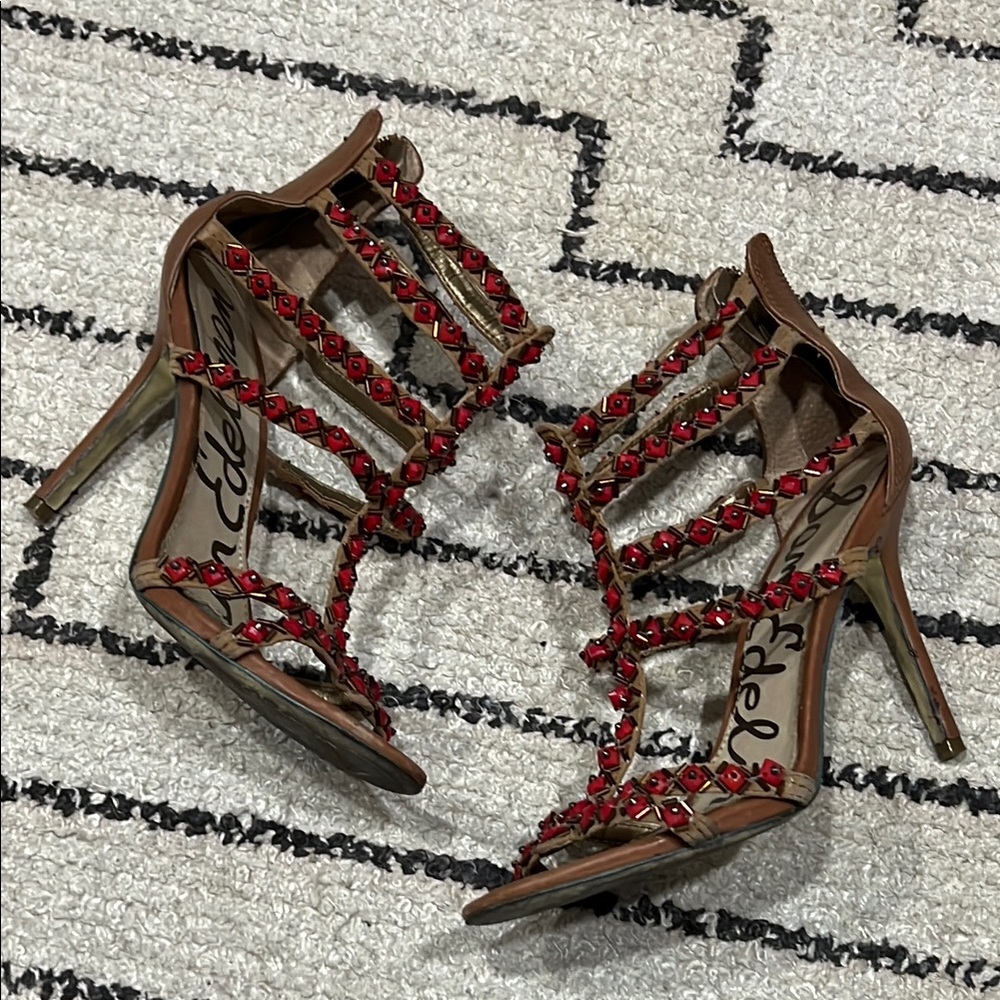 Sam Edelman Strappy Red and Brown Heels